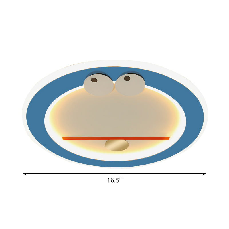 Acrylic Cat Flush Light Fixture Cartoon LED Flush Mount Lighting in Blue in Warm/White Light