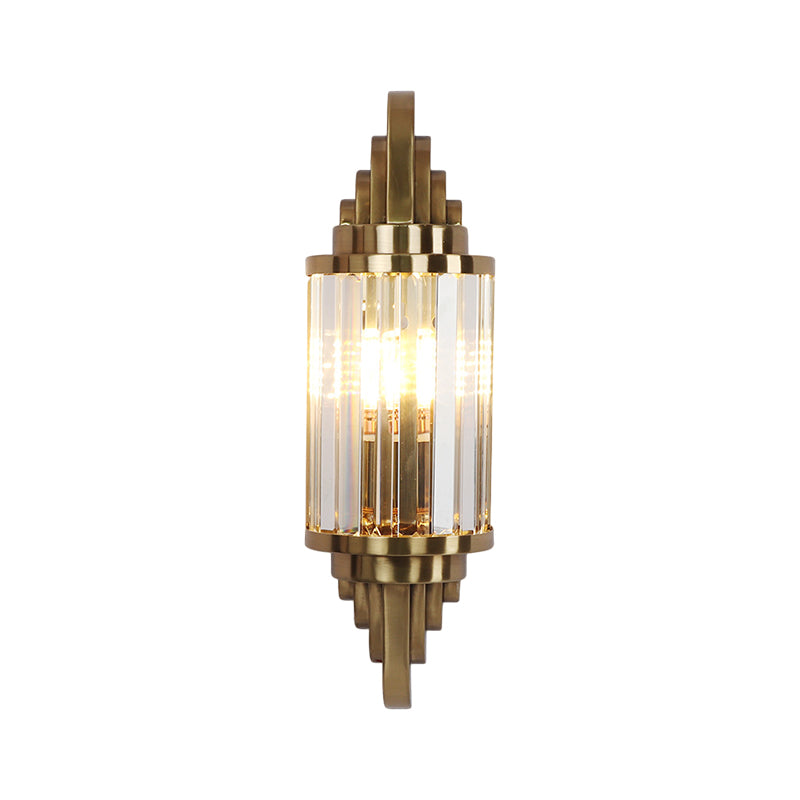 Crystal Crystal Cylinder Mincace Lumière moderne 1 Bulbe en laiton Flush Mount Murce pour le chevet