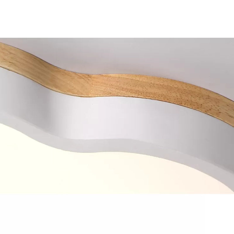 Plafonnier en bois moderne pour chambre d'enfants, lumière encastrée d'ombre de fleur blanche