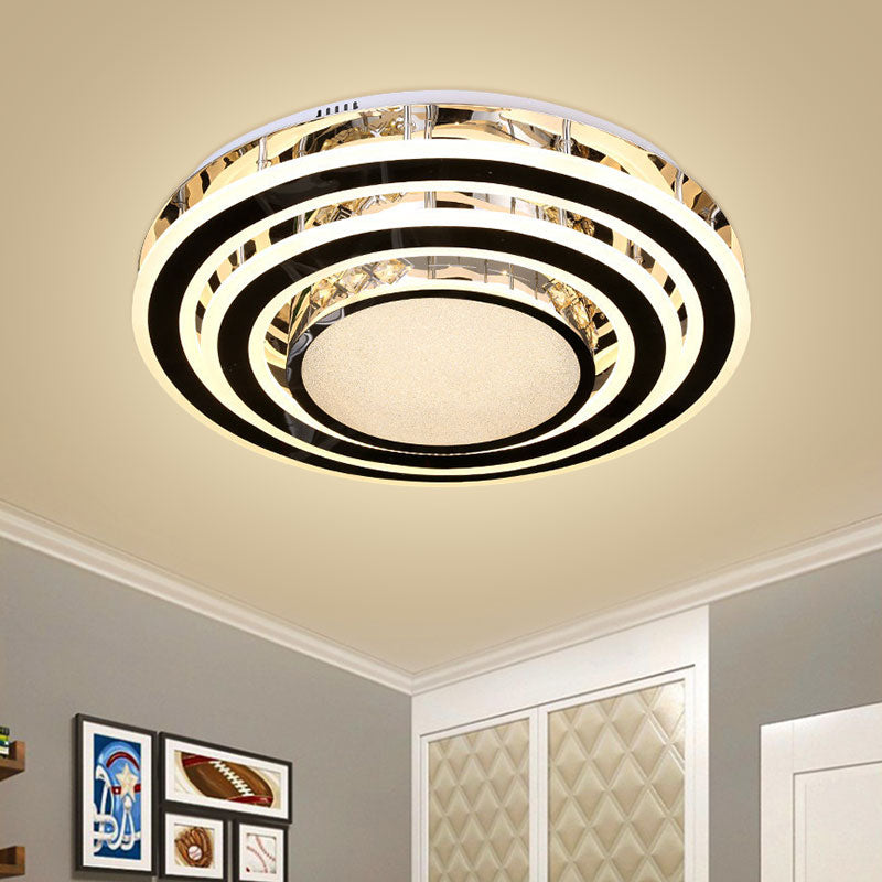 Simple Style LED Ceiling Fixture Black Circular Flush Mount Light with Acrylic Shade