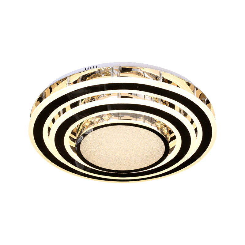 Simple Style LED Ceiling Fixture Black Circular Flush Mount Light with Acrylic Shade