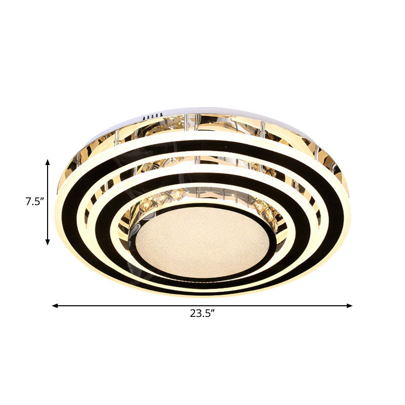 Simple Style LED Ceiling Fixture Black Circular Flush Mount Light with Acrylic Shade