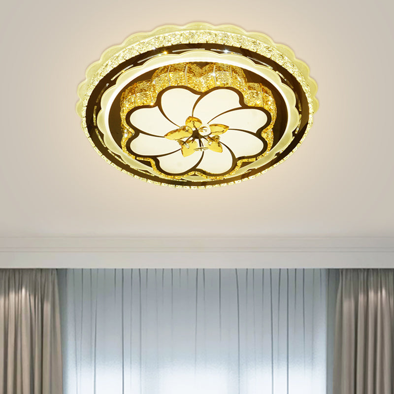 Modernistische bloei plafond spoelige afgeschuinde kristallen led slaapkamer spoellamp in roestvrijstalen