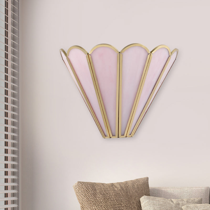 Lámpara de lámpara de luz de la pared de bádminton de latón Lámpara de montaje de pared de vidrio rosa de 1 luces para sala de estar