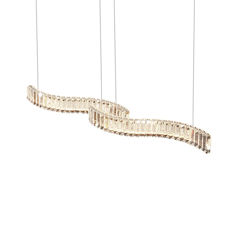 Crystal sfaccettato che agita il ciondolo lineare isola lineare modernista LED Silver Appeding Light per sala da pranzo