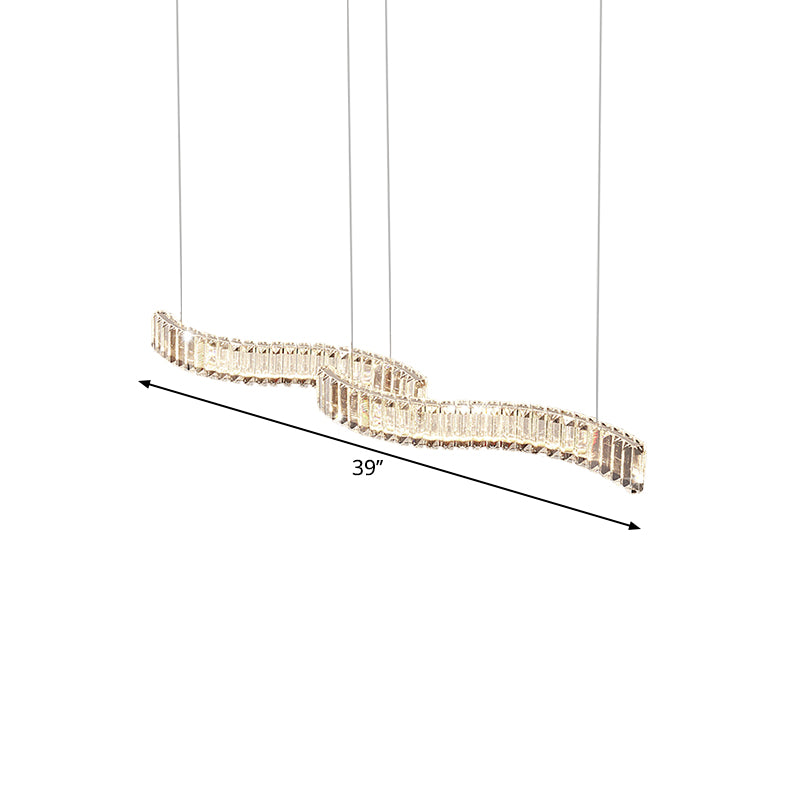 Crystal sfaccettato che agita il ciondolo lineare isola lineare modernista LED Silver Appeding Light per sala da pranzo