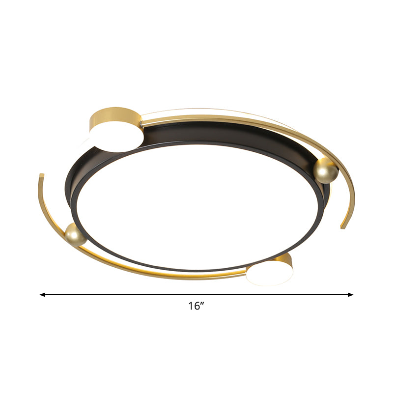 Black-Gold Round Ceiling Light Fixture Contemporary LED Acrylic Flushmount Lighting