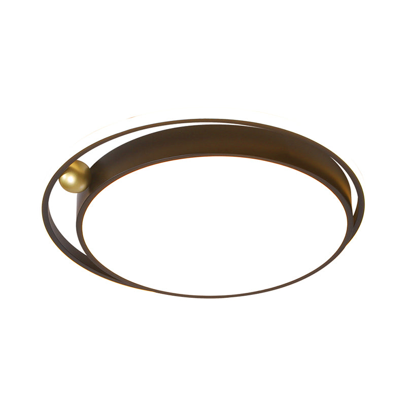 Round Acrylic Flush Light Fixture Nordic 16"/19.5" Wide LED Black Flush Mount Lamp for Bedroom