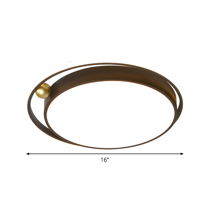 Round Acrylic Flush Light Fixture Nordic 16"/19.5" Wide LED Black Flush Mount Lamp for Bedroom