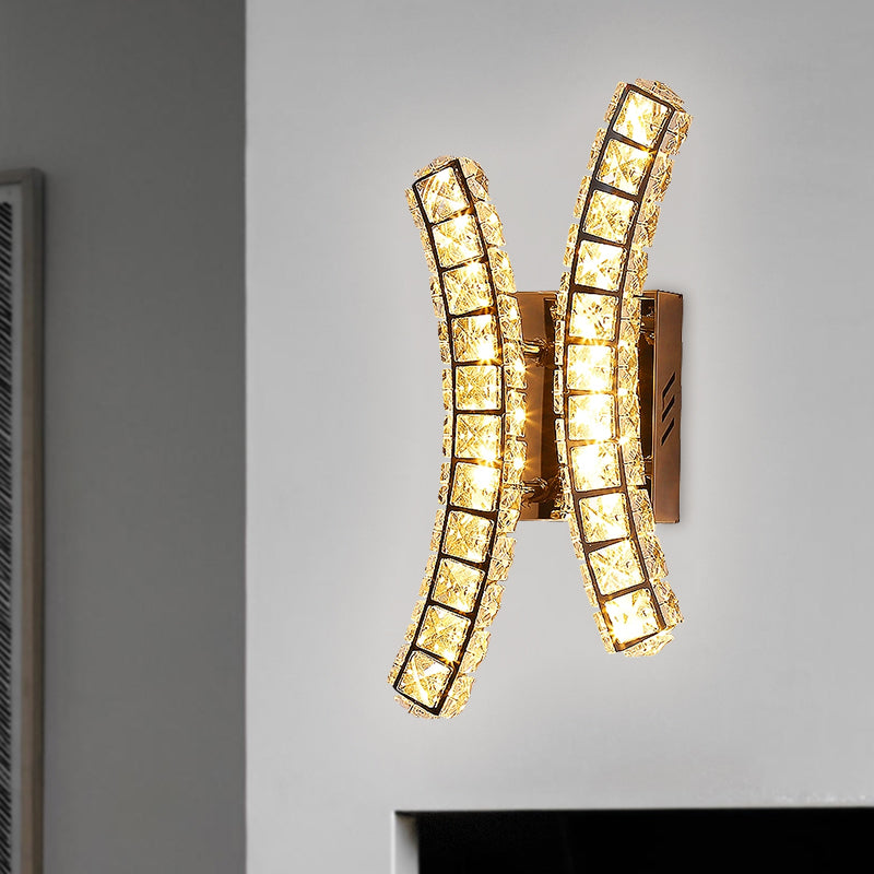 Crystal Dual vertical Mur Wall Éclairage d'éclairage mural LED simple en acier inoxydable, lumière chaude / blanche