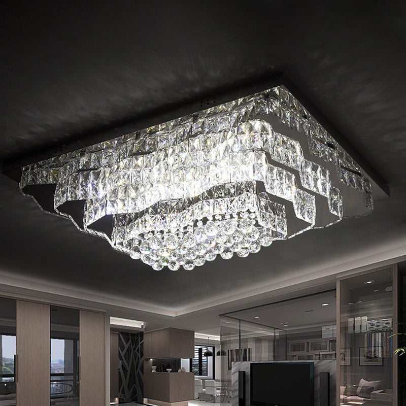 Tiered Flush Mount Lamp Simple Style Cut Crystal Crystal Room LED Soffitto Light in Chrome