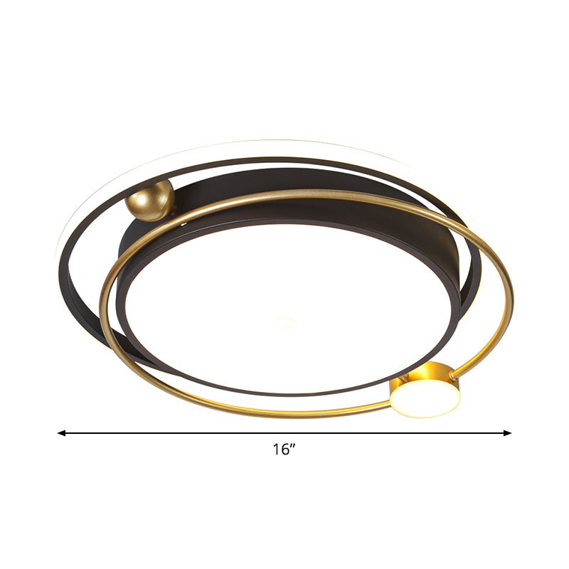 Metallic Circular Flush Light Fixture Minimalist LED Flush Mount Lighting in Black-Gold