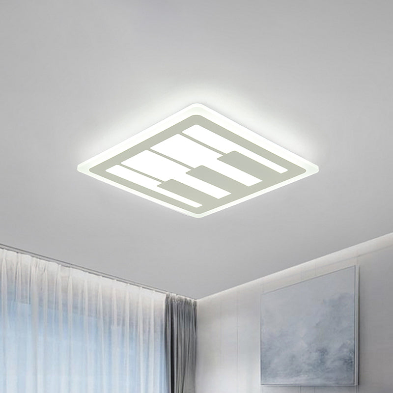 Piano Acrylic Flush Ceiling Light Modern LED White Flush Mount Lighting, Warm/White Light