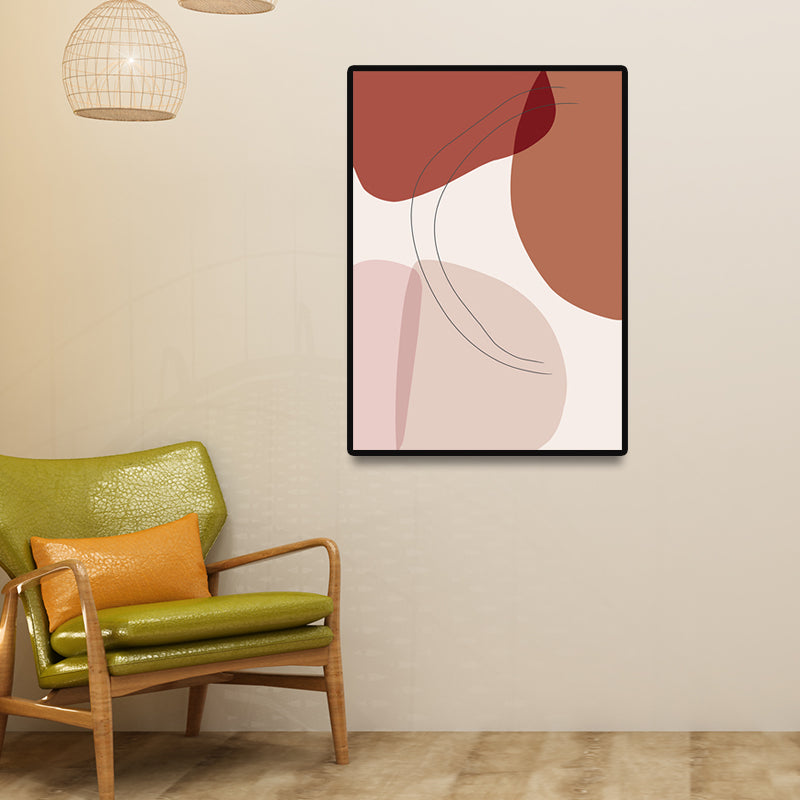 Scandinavian Abstract Figure Wall Art Canvas Decorative Orange Painting for Drawing Room