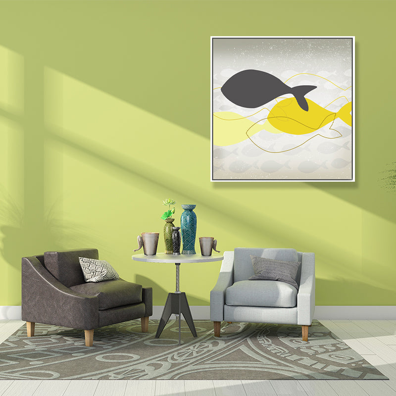 Textured Great Cetacean Painting Canvas Children's Art Wall Decor for Kids Bedroom