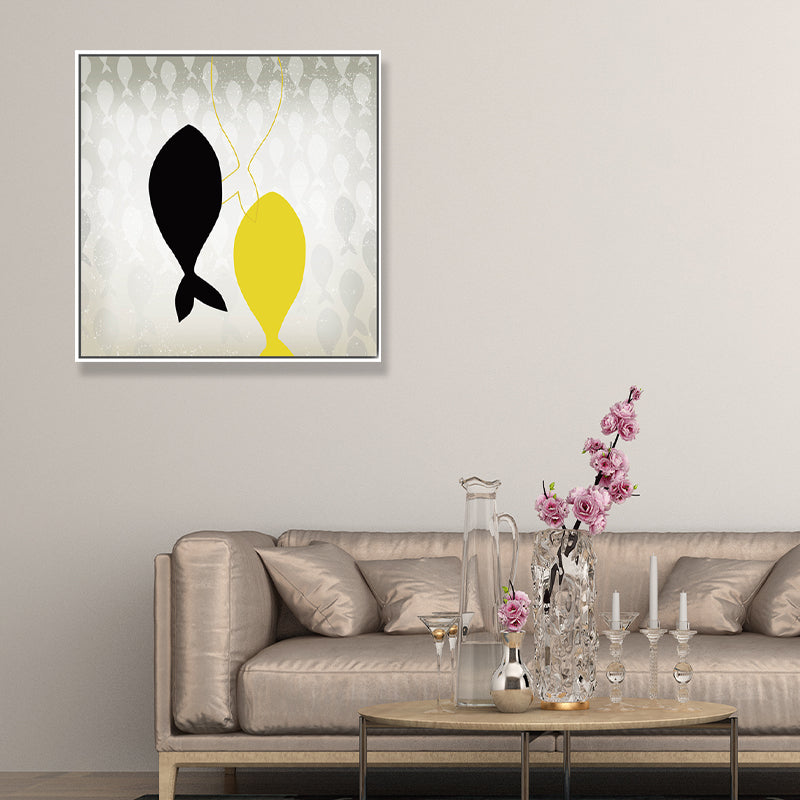 Textured Great Cetacean Painting Canvas Children's Art Wall Decor for Kids Bedroom