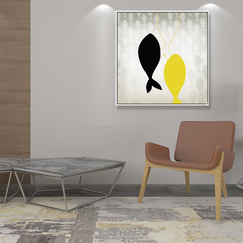 Textured Great Cetacean Painting Canvas Children's Art Wall Decor for Kids Bedroom