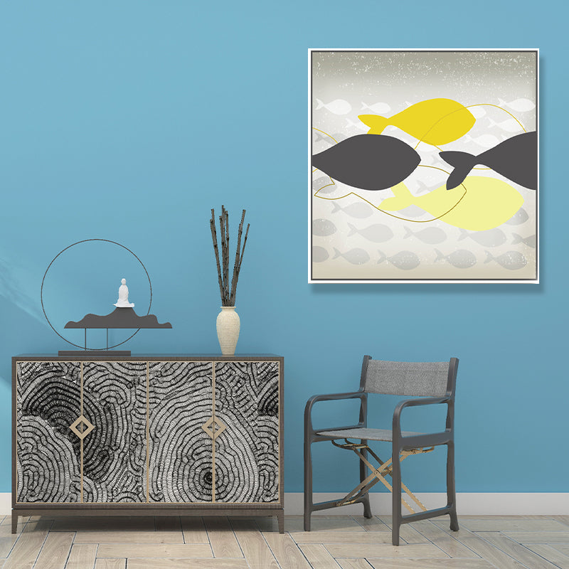 Textured Great Cetacean Painting Canvas Children's Art Wall Decor for Kids Bedroom