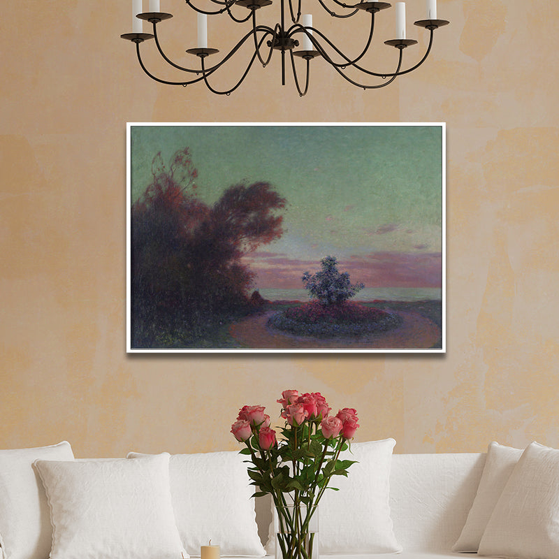 Peinture de paysage nocturne Rural, toile imprimée texturée de couleur foncée, décor artistique mural pour la maison