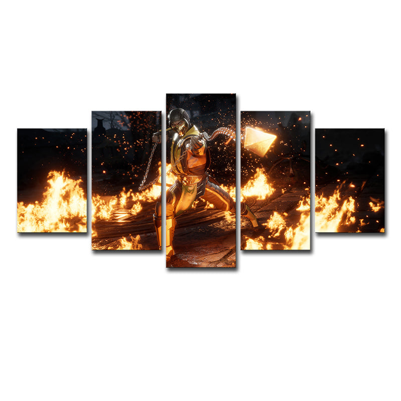 Cool Warrior Canvas Wall Art Boys Bedroom Fantasy Wall Decor in Yellow and Black