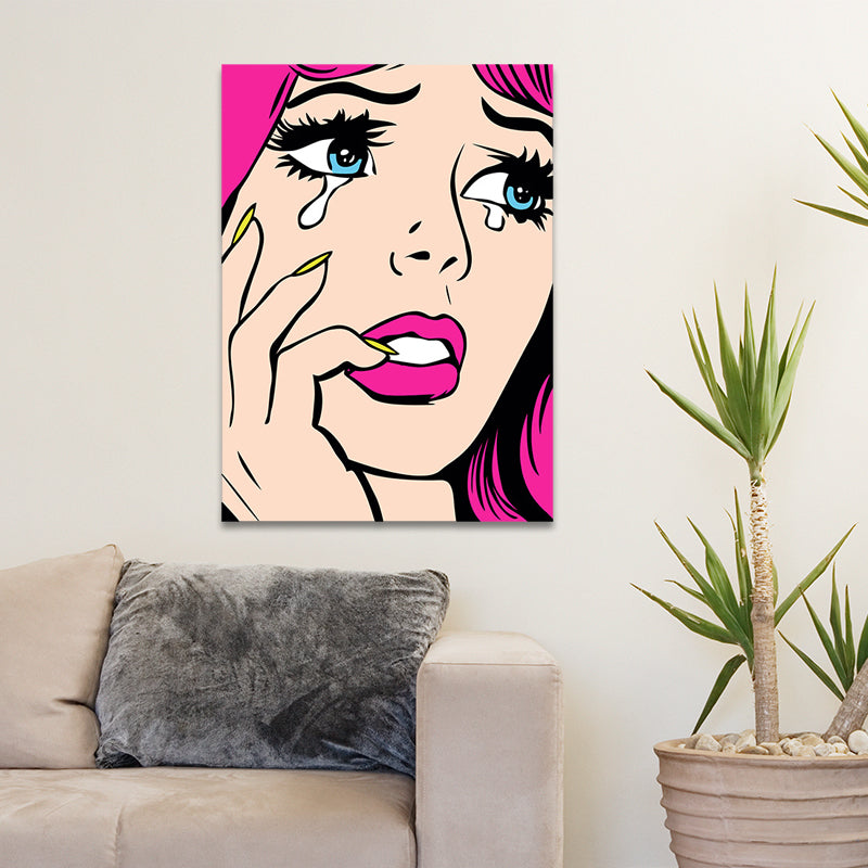 Hedendaagse Lady Wall Art voor Salon Canvas in lichte kleur, meerdere maten beschikbaar