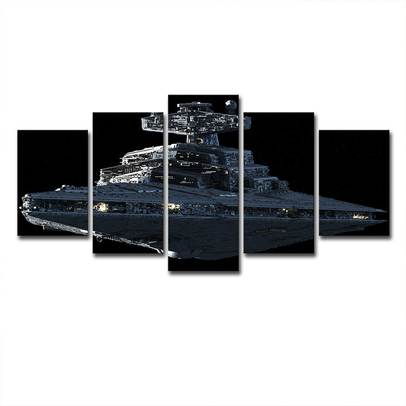 Star War Fighter Plane Canvas Science Fiction Multi-Piece Wall Art in Black