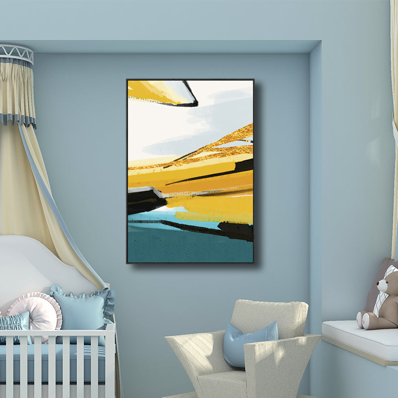 Abstract Pattern Painting Yellow Canvas Wall Art Textured, Multiple Sizes Available