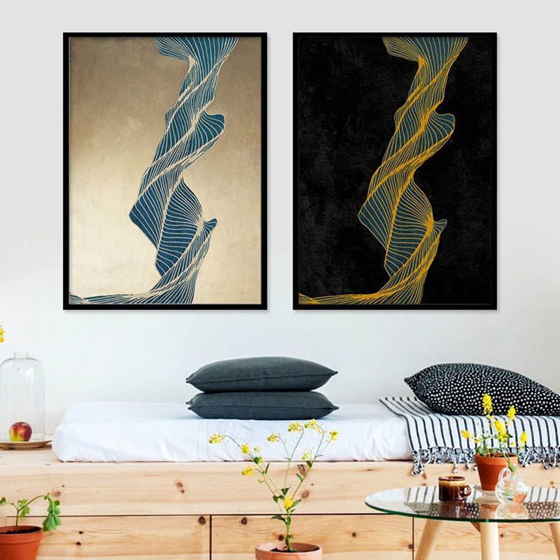 Dark Color Twisted Canvas Art Abstract Minimalism Home Wall Decor, Multiple Sizes