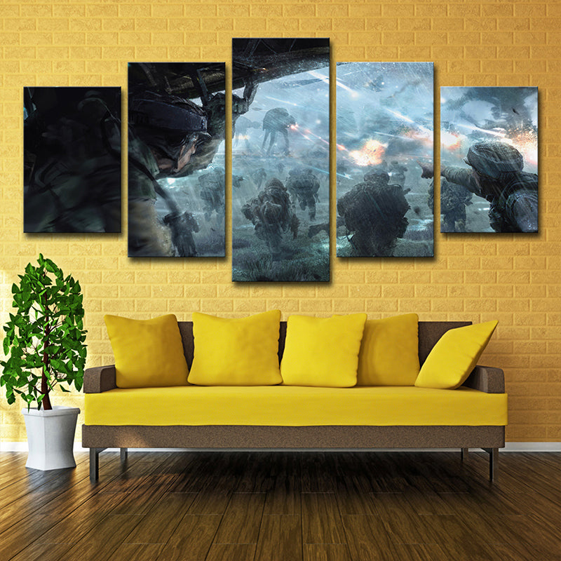 Sci-Fi Star Wars Wall Art Print Canvas Multi-Piece Blue Wall Decor for Boys Bedroom