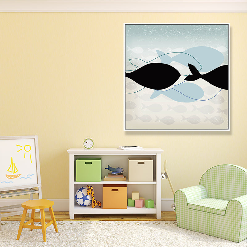 Great Whale Wall Decor Textured Children's Art for Kids Bedroom Painting, Multiple Sizes