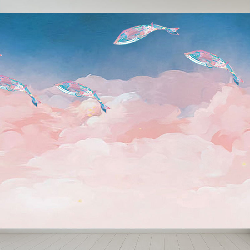 Full Size Sea Life Mural Kids Bedroom Nautical Wall Art in Soft Color, Moisture Resistant