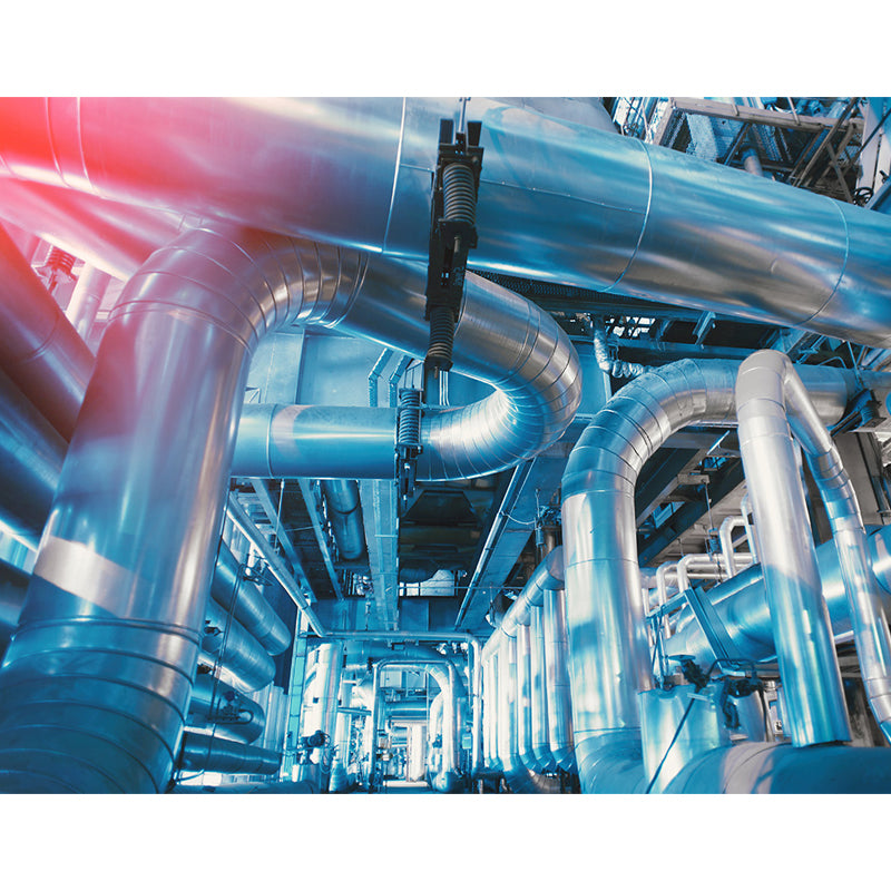 Blue Machinery View Mural Wallpaper Metal Industrial Stain Resistant Wall Covering