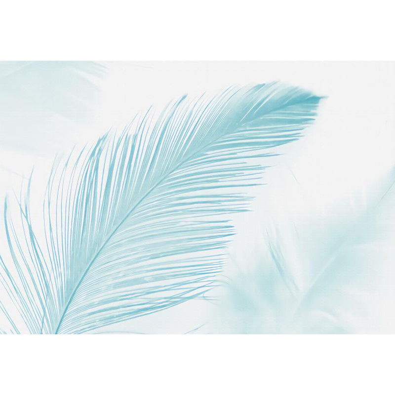 Blue Feather Wall Mural Decal Moisture Resistant Modern Living Room Wall Covering