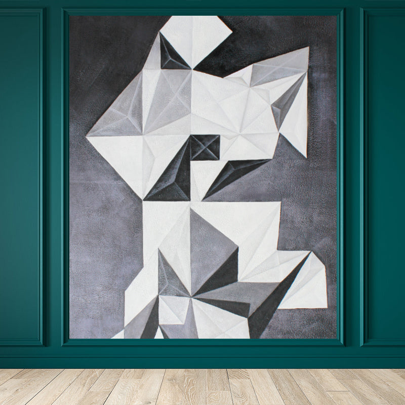 Huge Harlequin Pattern Wall Mural for Bathroom Geometry Wall Decor in Gary, Stain-Proof