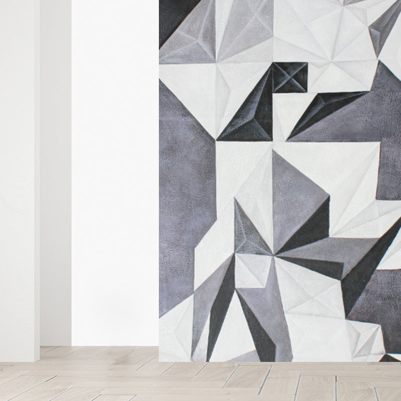 Huge Harlequin Pattern Wall Mural for Bathroom Geometry Wall Decor in Gary, Stain-Proof