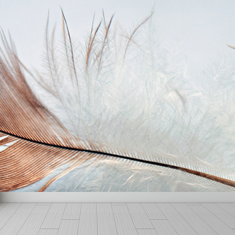 Whole Bird Feather Mural Wallpaper for Wall Decor Contemporary Girls Room Wall Art