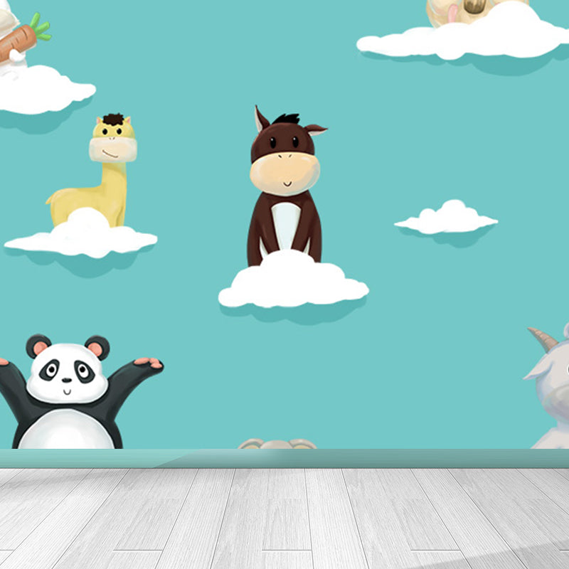 Animals Wallpaper Mural Cartoon Stain Resistant Kids Bedroom Wall Art, Made to Measure