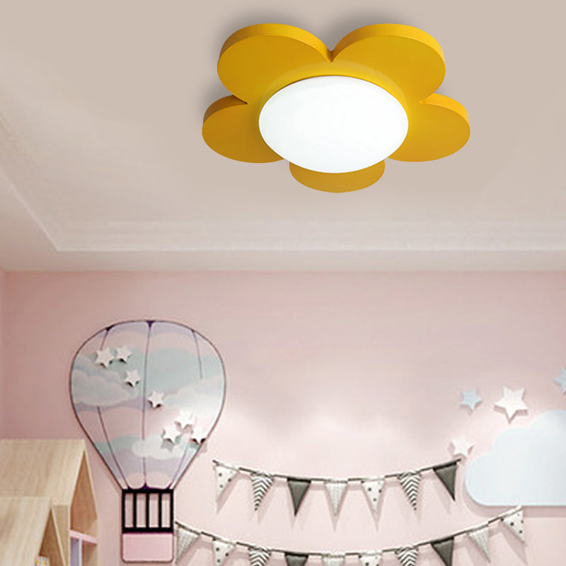 Luz de techo de dormitorio para niños, iluminación de montaje empotrado Macaron con pantalla floral acrílica
