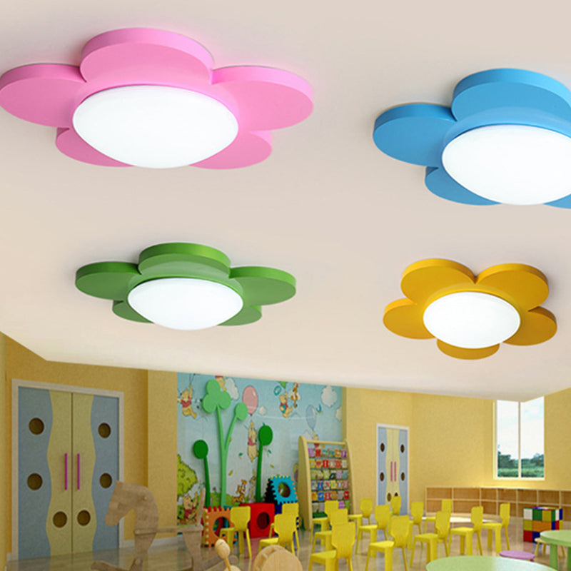 Bedroom Ceiling Light for Kids, Macaron Flush Mount Lighting with Acrylic Floral Shade