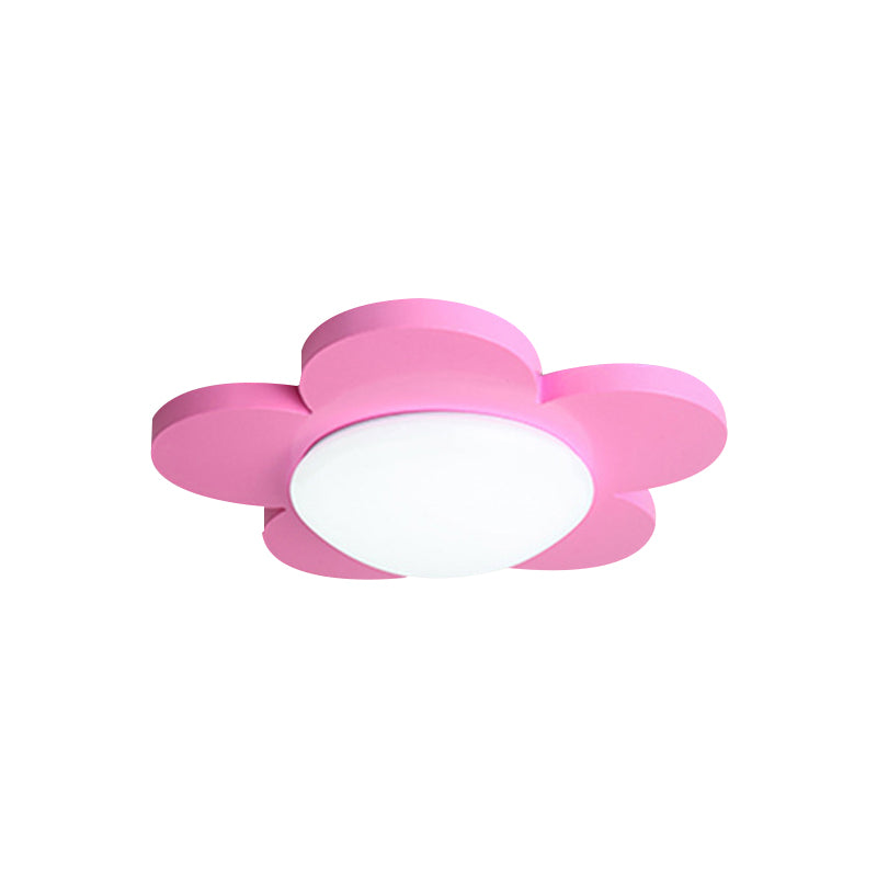 Luz de techo de dormitorio para niños, iluminación de montaje empotrado Macaron con pantalla floral acrílica