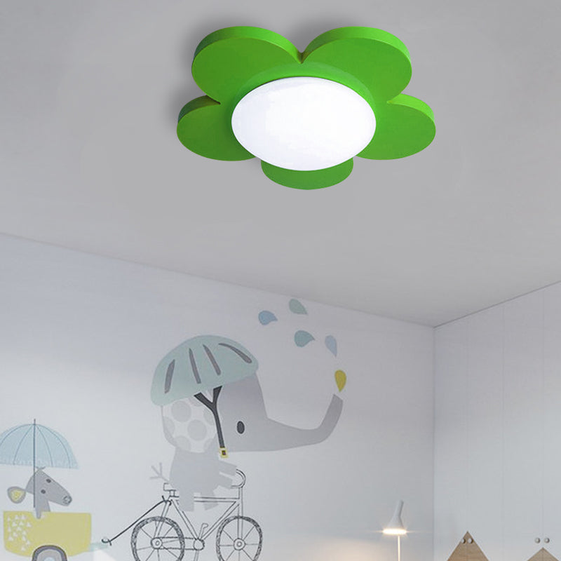 Luz de techo de dormitorio para niños, iluminación de montaje empotrado Macaron con pantalla floral acrílica