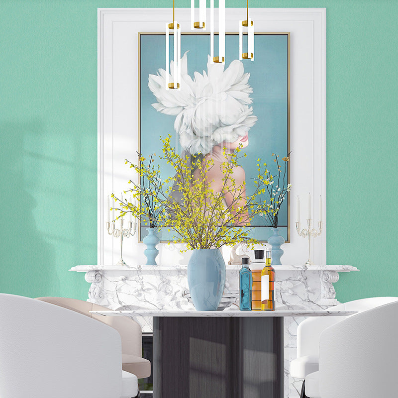 Solid Wallpaper Roll Stain Resistant Minimalism Dining Room Wall Decor, 54.2-sq ft