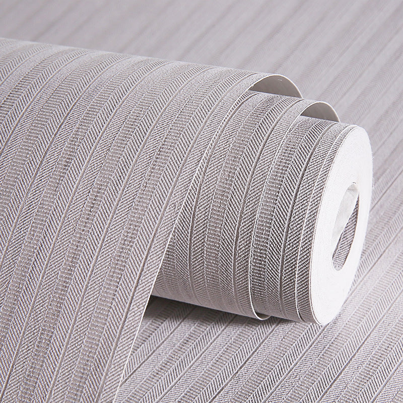 Elegant Stripe Print Wallpaper Bedroom Plain Color Wall Covering, 33' L x 20.5" W