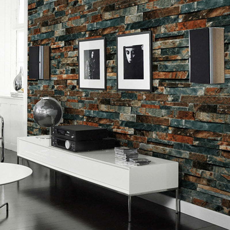 Faux Brick Wallpaper Roll Waterproof Industrial Living Room Wall Decor, 57.1-sq ft