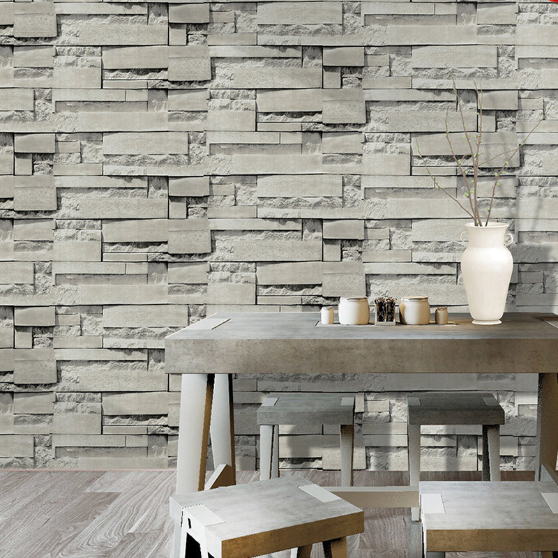 Farmhouse Whitewash Brick Wallpaper Grey House Interior Adhesive Wall Art, 19.5' x 17.5"