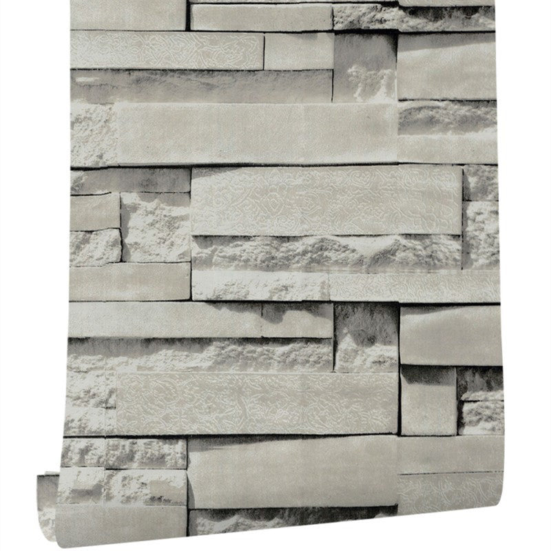 Farmhouse Whitewash Brick Wallpaper Grey House Interior Adhesive Wall Art, 19.5' x 17.5"
