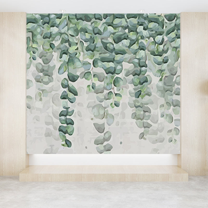 Papier peint mural contemporain avec branches de fleurs, Art mural décoratif de couleur douce pour le salon