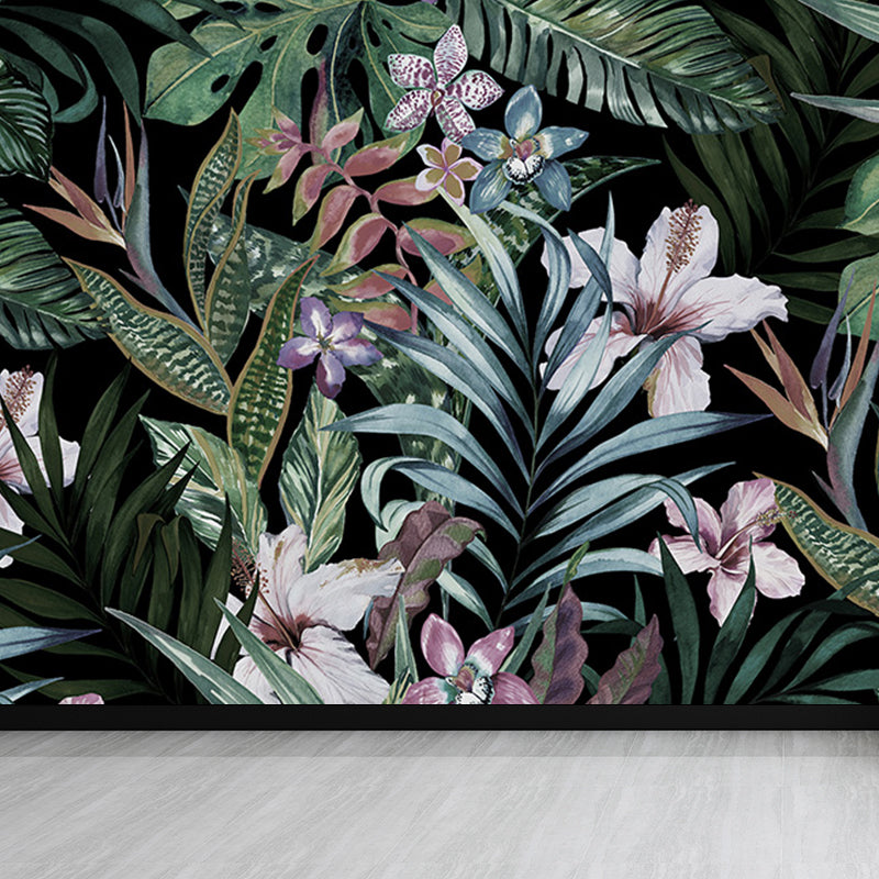 Soft Color Leaves Mural Decal Botanical Tropical Washable Wall Covering for Kitchen