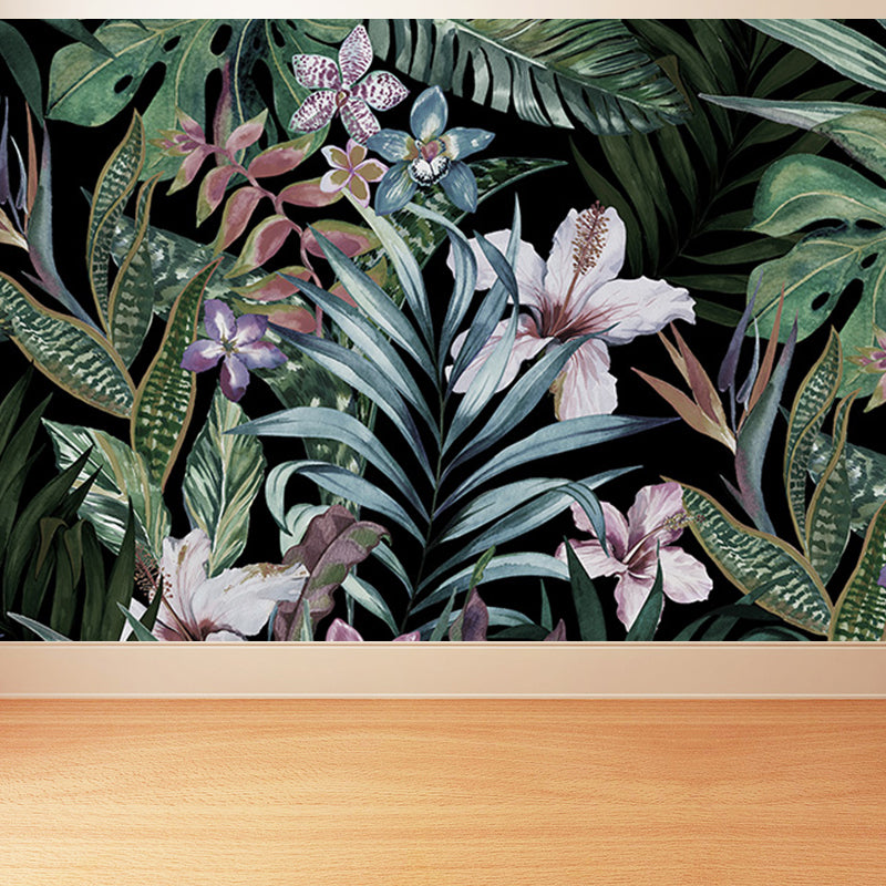 Soft Color Leaves Mural Decal Botanical Tropical Washable Wall Covering for Kitchen