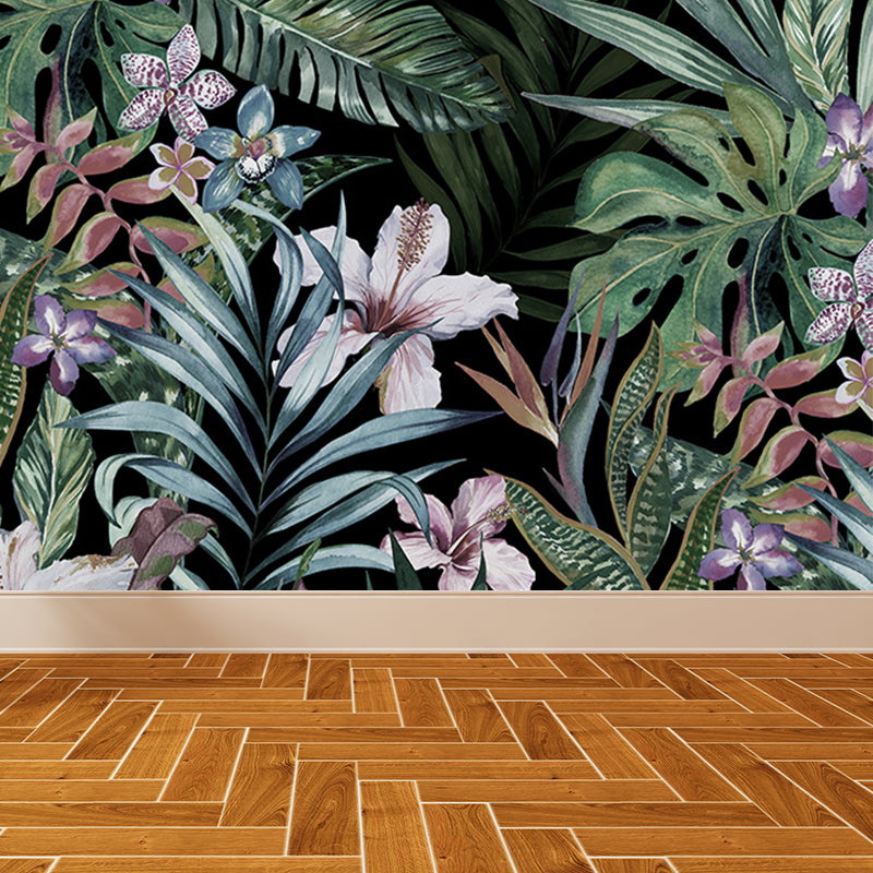 Soft Color Leaves Mural Decal Botanical Tropical Washable Wall Covering for Kitchen